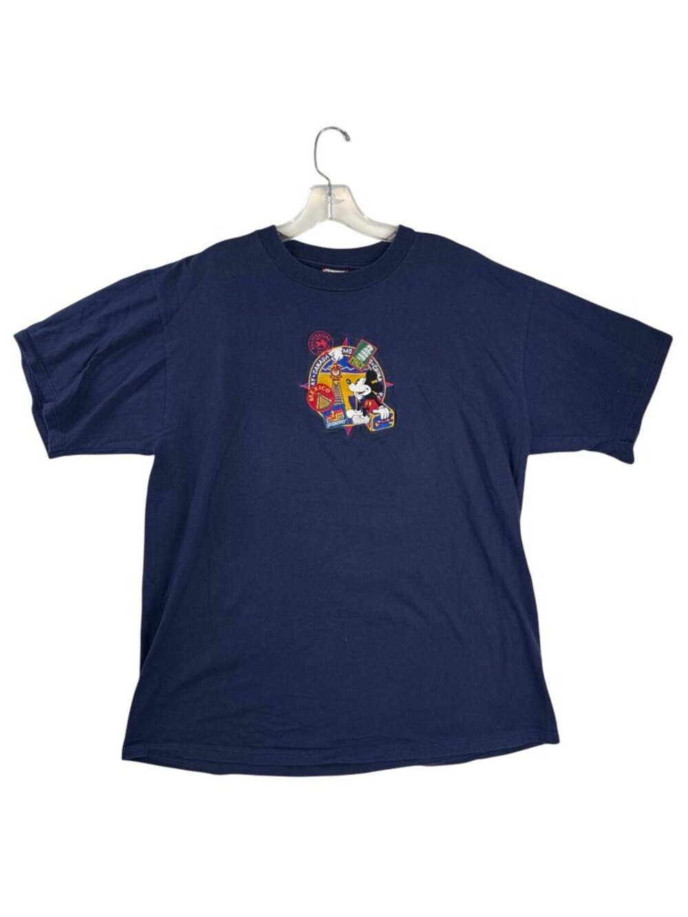 Vtg 90s Disney Designs Mickey Mouse Embroidered T Shirt XL Navy International
